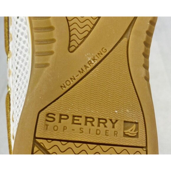 Sperry Top Sider Women Anchor Print 61428 Beige Leather Mesh Boat Loafer Sz 6 M - Picture 11 of 15